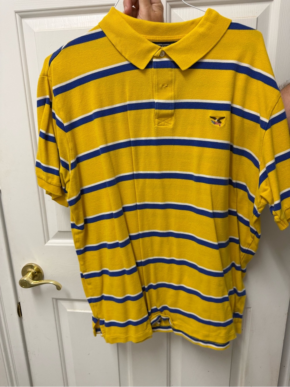 American Living Yellow and Blue Striped Polo Shirt